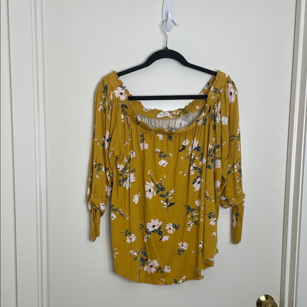 Olive & Oak Mustard Floral Blouse